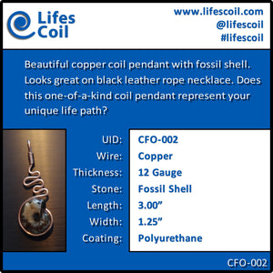 Copper Coil Pendant with Fossil Shell