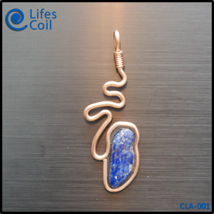 Copper Coil Pendant with Blue Lapis Stone