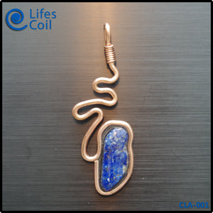 Copper Coil Pendant with Blue Lapis Stone