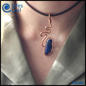 Copper Coil Pendant with Blue Lapis Stone