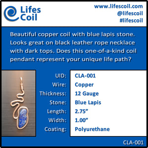 Copper Coil Pendant with Blue Lapis Stone