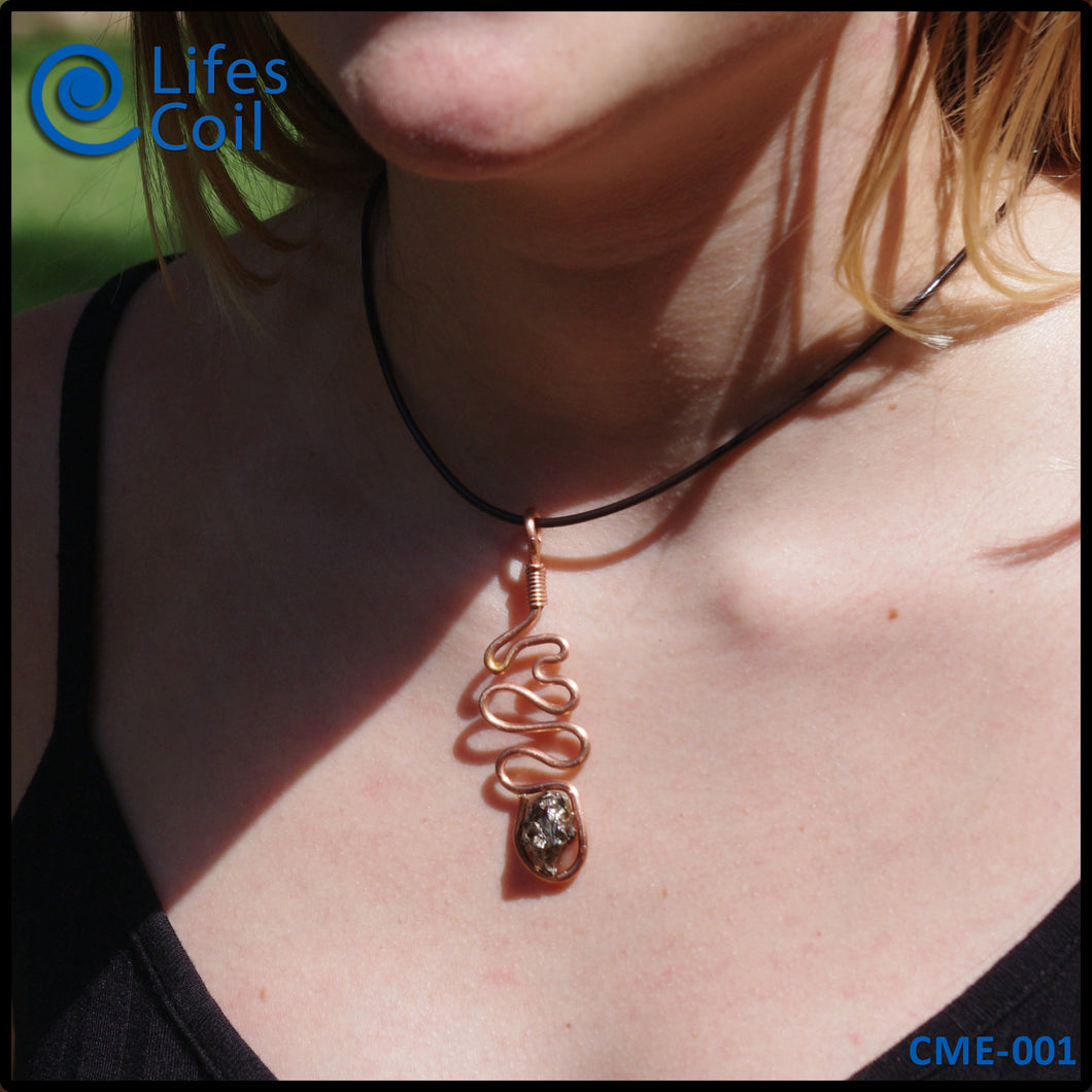 Copper Coil Pendant with Campo del Cielo Meteorite