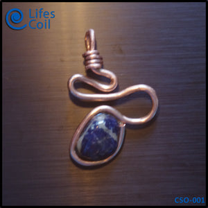 Thick Copper Coil Pendant with Blue and White Sodalite Stone