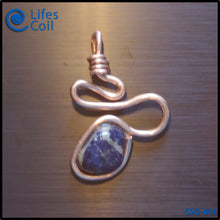 Load image into Gallery viewer, Thick Copper Coil Pendant with Blue and White Sodalite Stone