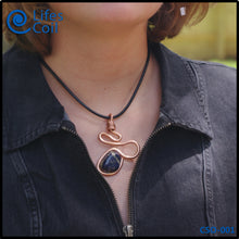 Load image into Gallery viewer, Thick Copper Coil Pendant with Blue and White Sodalite Stone