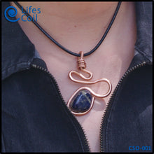 Load image into Gallery viewer, Thick Copper Coil Pendant with Blue and White Sodalite Stone