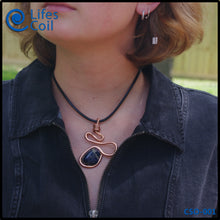 Load image into Gallery viewer, Thick Copper Coil Pendant with Blue and White Sodalite Stone