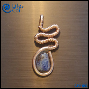 Think Copper Coil Pendant with Sodalite Stone and Wound Accent