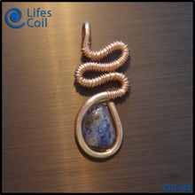 Load image into Gallery viewer, Think Copper Coil Pendant with Sodalite Stone and Wound Accent