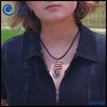 Load image into Gallery viewer, Think Copper Coil Pendant with Sodalite Stone and Wound Accent