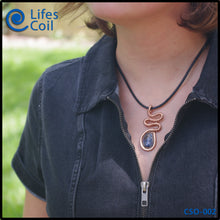 Load image into Gallery viewer, Think Copper Coil Pendant with Sodalite Stone and Wound Accent