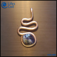 Load image into Gallery viewer, Thick Copper Coil Pendant with Blue and White Sodalite Stone