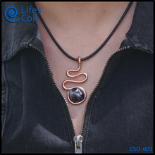 Load image into Gallery viewer, Thick Copper Coil Pendant with Blue and White Sodalite Stone