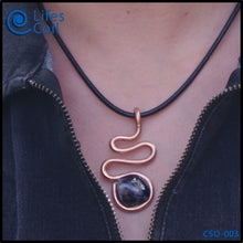 Load image into Gallery viewer, Thick Copper Coil Pendant with Blue and White Sodalite Stone