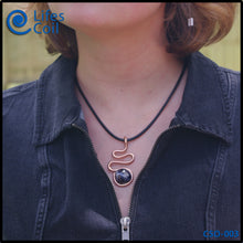 Load image into Gallery viewer, Thick Copper Coil Pendant with Blue and White Sodalite Stone