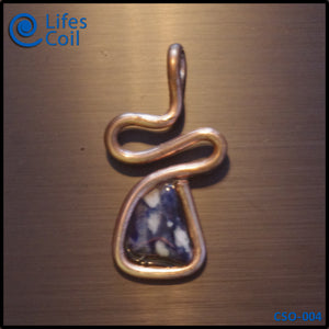 Thick Copper Coil Pendant with Triangular Sodalite Stone