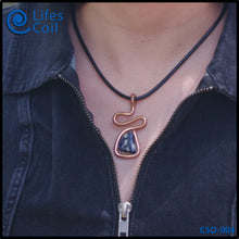 Load image into Gallery viewer, Thick Copper Coil Pendant with Triangular Sodalite Stone