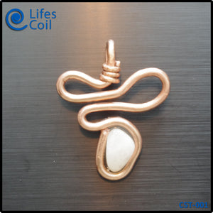 Thick Copper Coil Pendant with White Stone