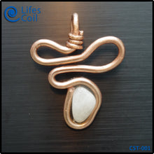 Load image into Gallery viewer, Thick Copper Coil Pendant with White Stone