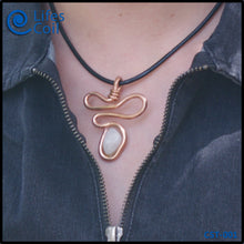 Load image into Gallery viewer, Thick Copper Coil Pendant with White Stone