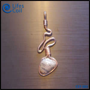 Copper Coil Pendant with Heart-Shaped Brown Speckled Stone