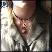 Load image into Gallery viewer, Copper Coil Pendant with Heart-Shaped Brown Speckled Stone