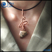 Load image into Gallery viewer, Copper Coil Pendant with Heart-Shaped Brown Speckled Stone