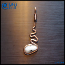 Load image into Gallery viewer, Copper Coil Pendant with White Speckled Stone