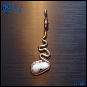 Copper Coil Pendant with White Speckled Stone