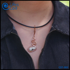 Copper Coil Pendant with White Speckled Stone