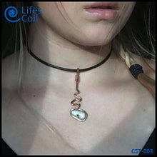 Load image into Gallery viewer, Copper Coil Pendant with White Speckled Stone