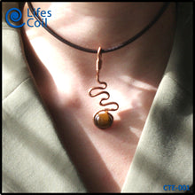 Load image into Gallery viewer, Copper Coil Pendant with Tiger Eye Stone