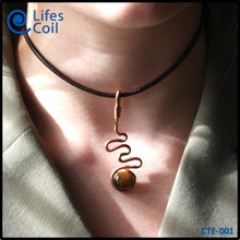 Load image into Gallery viewer, Copper Coil Pendant with Tiger Eye Stone