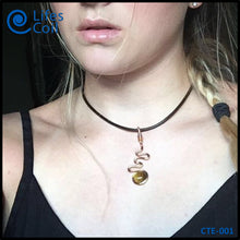 Load image into Gallery viewer, Copper Coil Pendant with Tiger Eye Stone