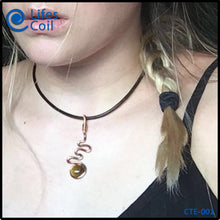 Load image into Gallery viewer, Copper Coil Pendant with Tiger Eye Stone