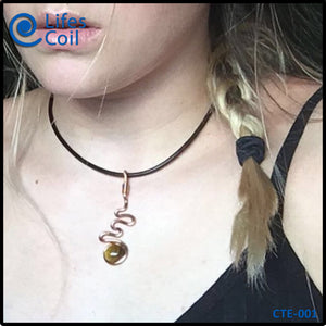 Copper Coil Pendant with Tiger Eye Stone