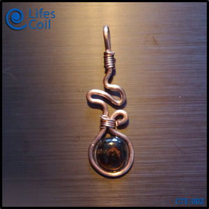 Copper Coil Pendant with Tiger Eye Stone