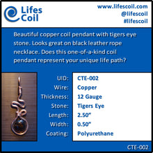 Load image into Gallery viewer, Copper Coil Pendant with Tiger Eye Stone