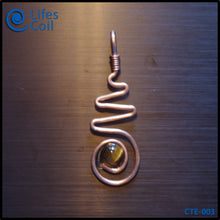 Load image into Gallery viewer, Copper Coil Pendant Representing Female with Tiger Eye Stone