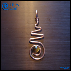 Copper Coil Pendant Representing Female with Tiger Eye Stone