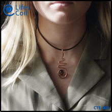 Load image into Gallery viewer, Copper Coil Pendant Representing Female with Tiger Eye Stone