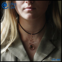 Load image into Gallery viewer, Copper Coil Pendant Representing Female with Tiger Eye Stone