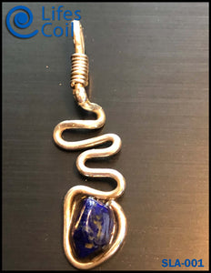 Sterling Silver Coil Pendant with Blue Lapis Stone