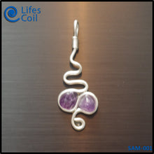 Load image into Gallery viewer, Sterling Silver Coil Pendant with Twin Amethyst Stones