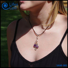 Load image into Gallery viewer, Sterling Silver Coil Pendant with Twin Amethyst Stones