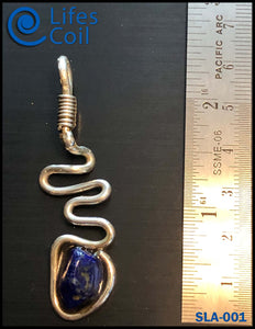 Sterling Silver Coil Pendant with Blue Lapis Stone