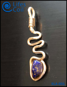 Sterling Silver Coil Pendant with Blue Lapis Stone