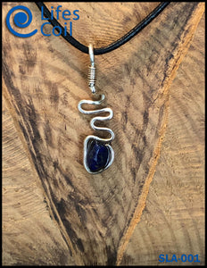 Sterling Silver Coil Pendant with Blue Lapis Stone