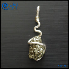 Load image into Gallery viewer, Sterling Silver Coil Pendant with Pyrite Crystal Cluster