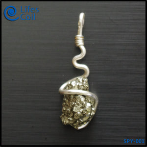 Sterling Silver Coil Pendant with Pyrite Crystal Cluster